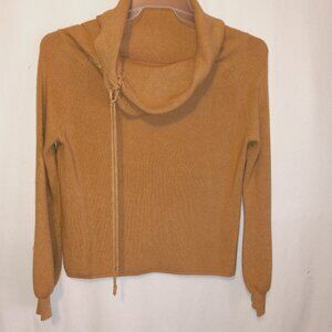 UMGEE U.S.A. Womens Gold Sweater Cowl Neck with Decorative Pull Cord on Neck